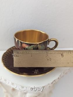 Carltonware Fine Bone China Demitasse Cup & Saucer Red Gold Spiderweb Berries