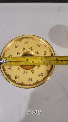 Cased 6 Coalport England Demitasse Cups And Saucers Yellow Gold 4566