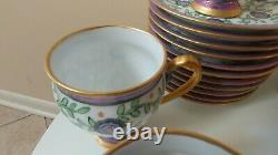 Charles Ahrenfeldt Chocolate demitasse cups and saucers set for 12 France