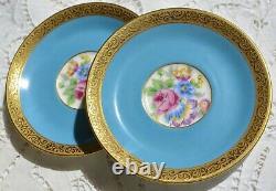 Charles Ahrenfeldt Limoges Demitasse 9 Cups 10 Saucers EXCELLENT Robin Egg Blue