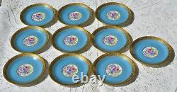 Charles Ahrenfeldt Limoges Demitasse 9 Cups 10 Saucers EXCELLENT Robin Egg Blue