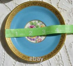 Charles Ahrenfeldt Limoges Demitasse 9 Cups 10 Saucers EXCELLENT Robin Egg Blue