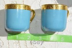 Charles Ahrenfeldt Limoges Demitasse 9 Cups 10 Saucers EXCELLENT Robin Egg Blue