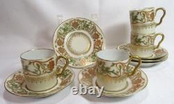 Charles Ahrenfeldt Limoges France Richard Briggs 4 Demitasse Cups 6 Saucers GC