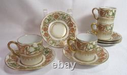 Charles Ahrenfeldt Limoges France Richard Briggs 4 Demitasse Cups 6 Saucers GC