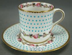 Charles Ford Pink Rose & Turquoise Beaded Demitasse Cup & Saucer C. 1900-1904 A