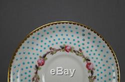 Charles Ford Pink Rose & Turquoise Beaded Demitasse Cup & Saucer C. 1900-1904 A