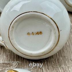 Chocolate Pot de Creme Handled Demitasse Cups Set of 5 with Lids White Gold