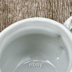 Chocolate Pot de Creme Handled Demitasse Cups Set of 5 with Lids White Gold