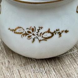 Chocolate Pot de Creme Handled Demitasse Cups Set of 5 with Lids White Gold