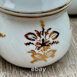 Chocolate Pot de Creme Handled Demitasse Cups Set of 5 with Lids White Gold