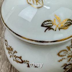 Chocolate Pot de Creme Handled Demitasse Cups Set of 5 with Lids White Gold