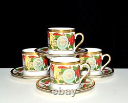 Christian Dior Christmas 4 SETS DEMITASSE CUPS & SAUCERS Very Rare, 1 Flaw, NEW