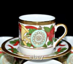 Christian Dior Christmas 4 SETS DEMITASSE CUPS & SAUCERS Very Rare, 1 Flaw, NEW