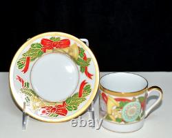 Christian Dior Christmas 4 SETS DEMITASSE CUPS & SAUCERS Very Rare, 1 Flaw, NEW