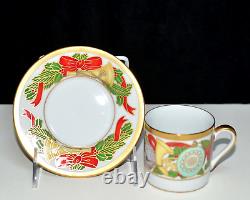 Christian Dior Christmas 4 SETS DEMITASSE CUPS & SAUCERS Very Rare, 1 Flaw, NEW