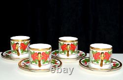 Christian Dior Christmas 4 SETS DEMITASSE CUPS & SAUCERS Very Rare, 1 Flaw, NEW