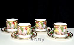 Christian Dior Christmas 4 SETS DEMITASSE CUPS & SAUCERS Very Rare, 1 Flaw, NEW