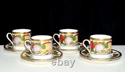 Christian Dior Christmas 4 SETS DEMITASSE CUPS & SAUCERS Very Rare, 1 Flaw, NEW