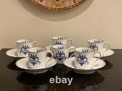 Christofle Bernardaud Limoges Louis XIII Pattern Demitasse Cups and Saucers