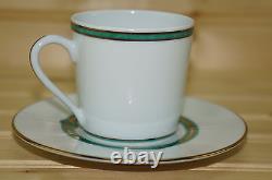 Christofle Rubanea Vert (5) Demitasse Cups, 2 3/8 x 2 3/8 & (5) Saucers, 4¾