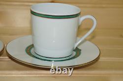 Christofle Rubanea Vert (5) Demitasse Cups, 2 3/8 x 2 3/8 & (5) Saucers, 4¾