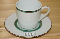 Christofle Rubanea Vert (5) Demitasse Cups, 2 3/8 x 2 3/8 & (5) Saucers, 4¾