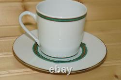 Christofle Rubanea Vert (5) Demitasse Cups, 2 3/8 x 2 3/8 & (5) Saucers, 4¾