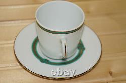 Christofle Rubanea Vert (5) Demitasse Cups, 2 3/8 x 2 3/8 & (5) Saucers, 4¾