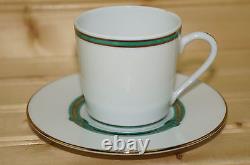 Christofle Rubanea Vert (5) Demitasse Cups, 2 3/8 x 2 3/8 & (5) Saucers, 4¾