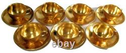 Chryso Healey Ceramics Gold Demitasse Cup & Saucer #1526 Set of 7 KPM Blank