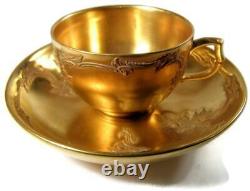 Chryso Healey Ceramics Gold Demitasse Cup & Saucer #1526 Set of 7 KPM Blank