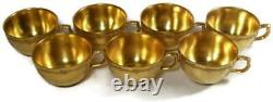 Chryso Healey Ceramics Gold Demitasse Cup & Saucer #1526 Set of 7 KPM Blank