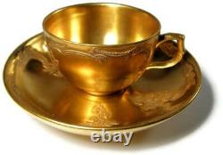 Chryso Healey Ceramics Gold Demitasse Cup & Saucer #1526 Set of 7 KPM Blank