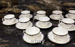 Coalport Admiral Blue Cobalt Demitasse Cups & Saucers Set Of 13