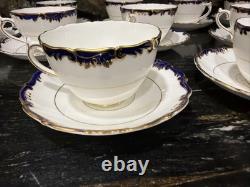 Coalport Admiral Blue Cobalt Demitasse Cups & Saucers Set Of 13