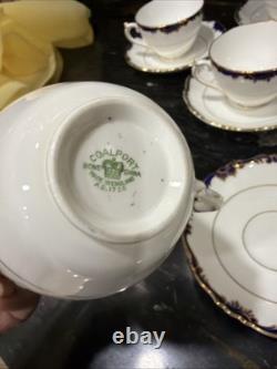 Coalport Admiral Blue Cobalt Demitasse Cups & Saucers Set Of 13