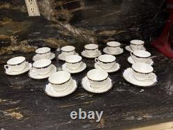Coalport Admiral Blue Cobalt Demitasse Cups & Saucers Set Of 13