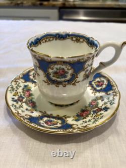 Coalport Bone China Demitasse Cups and Saucers Set of 8 Broadway Blue Pattern
