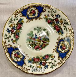 Coalport Bone China Demitasse Cups and Saucers Set of 8 Broadway Blue Pattern