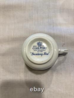Coalport Bone China Demitasse Cups and Saucers Set of 8 Broadway Blue Pattern