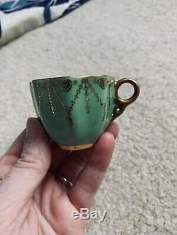 Coalport Green And Gold Demitasse Cup And Saucer