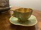 Coalport Green & Gold Enamel Miniature Demitasse Teacup Tea Cup Saucer