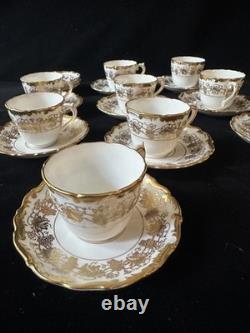 Coalport Hazelton Demitasse Cups Saucers 10 Cups & 12 Saucers Gold Encrusted B