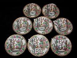 Coalport Indian Tree 8 sets Demitasse Cups & Saucers Ear Handle Footed Can Cups