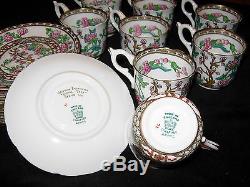 Coalport Indian Tree 8 sets Demitasse Cups & Saucers Ear Handle Footed Can Cups