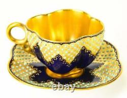 Coalport Jeweled Gold Demitasse Coffee Cup & Saucer 8642
