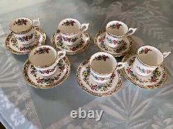 Coalport Ming Rose 6 Demitasse Cups & Saucers, Never Used Mint Condition