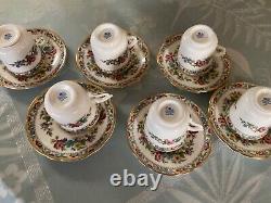 Coalport Ming Rose 6 Demitasse Cups & Saucers, Never Used Mint Condition