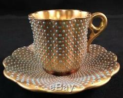 Coalport Porcelain Demitasse Cup & Saucer Jeweled